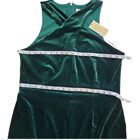 MICHAEL Michael Kors Emerald Green Velvet Twist Neck Midi Dress NWT XL - Picture 6 of 11